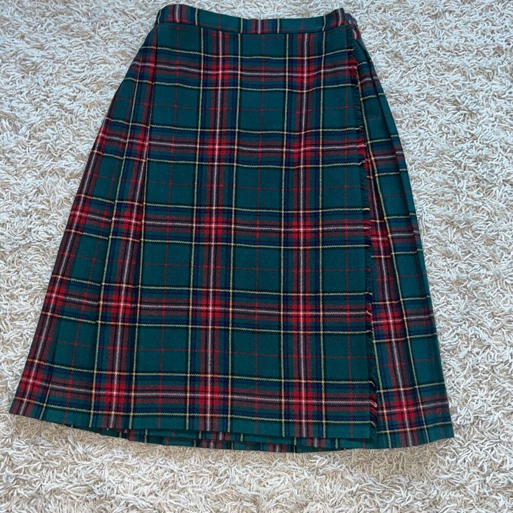 Vintage THE SCOTCH HOUSE Made In Scotland Pure Wool Kilt Skirt Tartan Womens 26